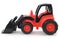 Childrens plastic toy, Red-black bulldozer isolated on white