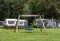 Childrens playground swing on caravan campsite