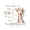 childrens poster with giraffe. illustration for the nursery. Twinkle Twinkle little star. Watercolor animals