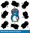 Childrens puzzle - match the shadow to the penguin