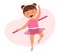 Childrens daily routine vector illustration. Cute cheerful girl study in ballet class. Ideal for children&#s