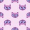 Childrens seamless pattern cartoon Siamese kittens with a muzzle in the shape of a heart.