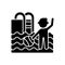 Childrens swimming pool black glyph icon