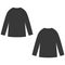 Childrens technical sketch raglan sweatshirt in black color. KIds wear jumper design template isolated on white background