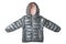 Childrenâ€™s jacket isolated. Fashionable silver gray warm down
