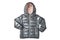 Childrenâ€™s jacket isolated. Fashionable silver gray warm down