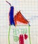 Childs drawing of colourful house