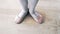 Childs feet in ballet shoes