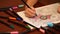 Childs hand painting anti stress colouring with colored felt pens