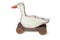 Childs old fashioned wooden duck toy on wheels isolated