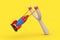 Childs Toy Rocket Start from Danger Wooden Slingshot Toy Weapon. 3d Rendering