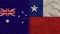 Chile and Australia Flags Together, Crumpled Paper Effect 3D Illustration