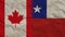 Chile and Canada Flags Together, Crumpled Paper Effect 3D Illustration