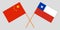 Chile and China. The Chilean and Chinese flags. Official colors. Correct proportion. Vector