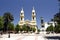 chile city of rancahua plaza monument and cathedral