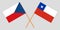 Chile and Czech Republic. The Chilean and Czech flags. Official colors. Correct proportion. Vector