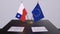 Chile and EU flag on table. Politics deal or business agreement with country 3D illustration