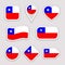 Chile flag vector set. Chilean flags stickers collection. Isolated geometric icons. National symbols badges. Web, sport page, patr