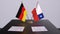 Chile and Germany flag, politics relationship, national flags. Partnership deal 3D illustration