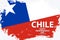 Chile Happy Independence Day holiday background with chilean national flag brush stroke.