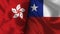 Chile and Hong Kong Realistic Flag â€“ Fabric Texture Illustration