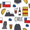 Chile icons. Chilean theme seamless doodle pattern