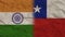 Chile and India Flags Together, Crumpled Paper Effect 3D Illustration