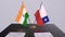 Chile and India national flags. Partnership deal 3D illustration, politics and business agreement cooperation