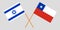 Chile and Israel. The Chilean and Israeli flags. Official colors. Correct proportion. Vector