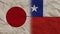 Chile and Japan Flags Together, Crumpled Paper Effect 3D Illustration