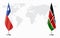 Chile and Kenya flags for official meeting