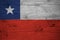 Chile national flag painted old oak wood