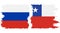 Chile and Russia grunge flags connection vector