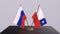 Chile and Russia national flag, business meeting or diplomacy deal. Politics agreement 3D illustration