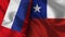 Chile and Russia Realistic Flag â€“ Fabric Texture Illustration