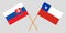 Chile and Slovakia. Chilean and Slovakian flags