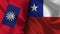 Chile and Taiwan Realistic Flag â€“ Fabric Texture Illustration