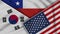 Chile United States of America South Korea Flags Together Fabric Texture Illustration