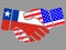 Chile and USA flags Handshake vector