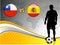 Chile versus Spain on Abstract World Map Background