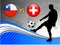 Chile versus Switzerland on Blue Abstract World Map Background