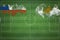 Chile vs Cyprus Soccer Match, national colors, national flags, soccer field, football game, Copy space