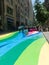 Chilean citizens walking through the Flag Walk Paseo Bandera in