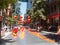 Chilean citizens walking through the Flag Walk Paseo Bandera in