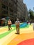 Chilean citizens walking through the Flag Walk Paseo Bandera in