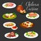 Chilean dishes of fish and meat with vegetables