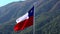 Chilean Flag Flies In Light Breeze Facing Left