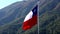 Chilean flag flies in light breeze facing left - slow motion