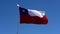 Chilean Flag Flies In Light Breeze Facing Right