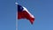 Chilean Flag Flies In Light Breeze Facing Right - Slow Motion
